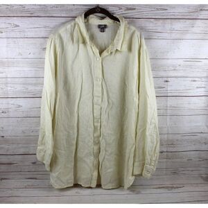 J.JILL 2X Linen Button Long Sleeve Shirt